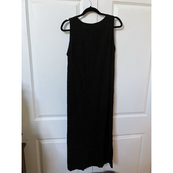 Vintage Ojai Floral Satin Black Sleeveless Maxi Dress Made USA Medium Goth Fairy - Picture 5 of 5